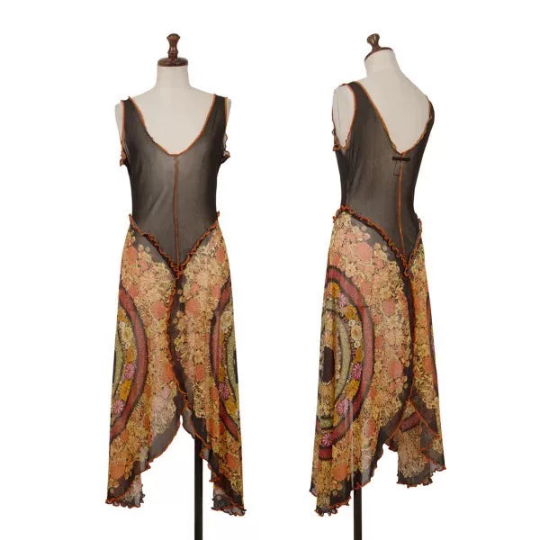 Jean Paul Gaultier Vintage Black Pattern Mesh Dress