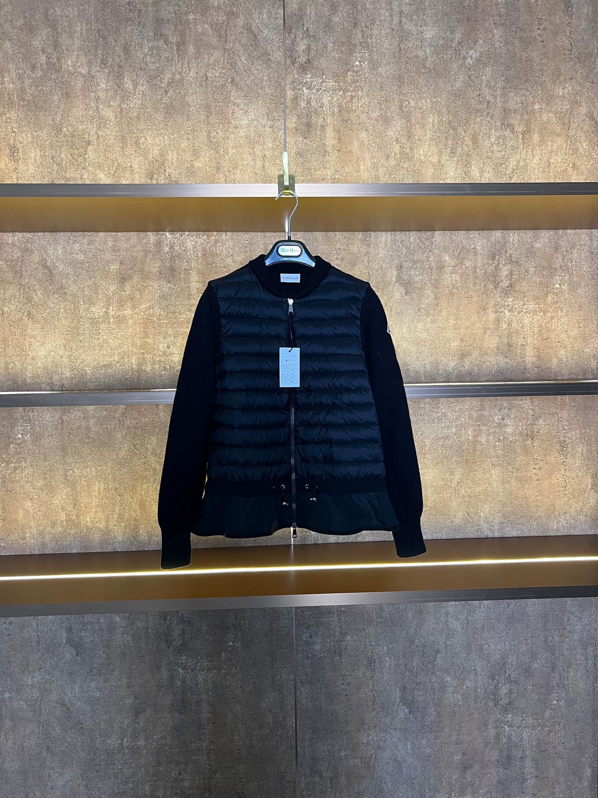Moncler Knit-Panel Down Jacket
