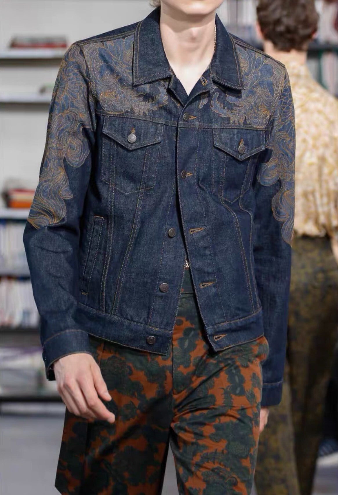 Dries Van Noten SS18 Floral Sleeve Cotton Jacket