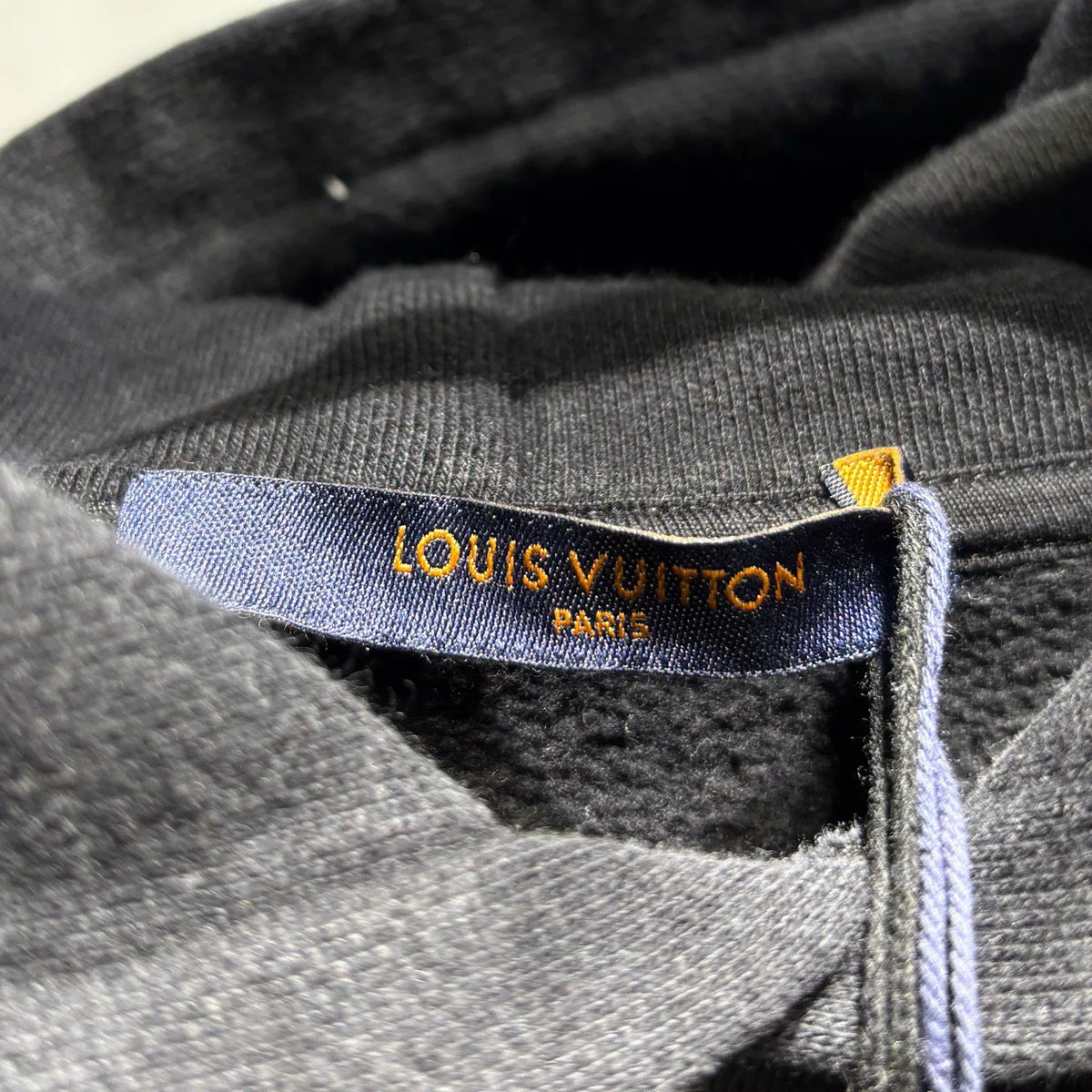 Louis Vuitton Black Instruction Manual Logo Ribbed Collar Combed Cotton Sweater