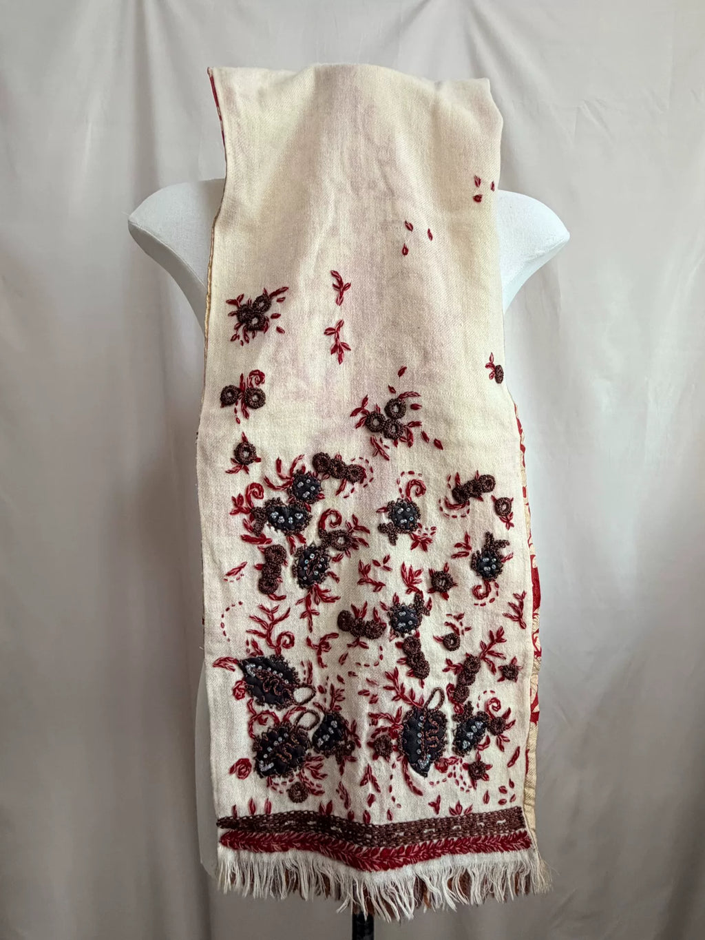 Dries Van Noten Embroidered Tassel Scarf
