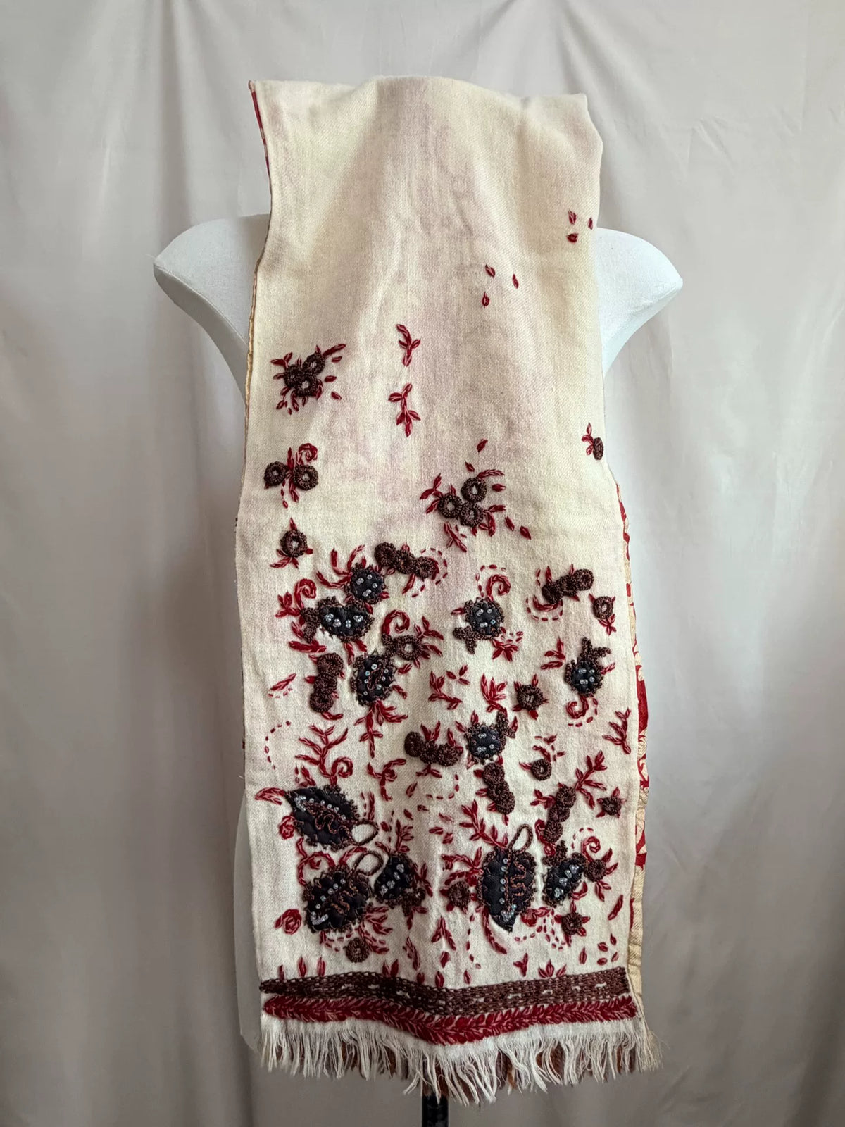 Dries Van Noten Embroidered Tassel Scarf
