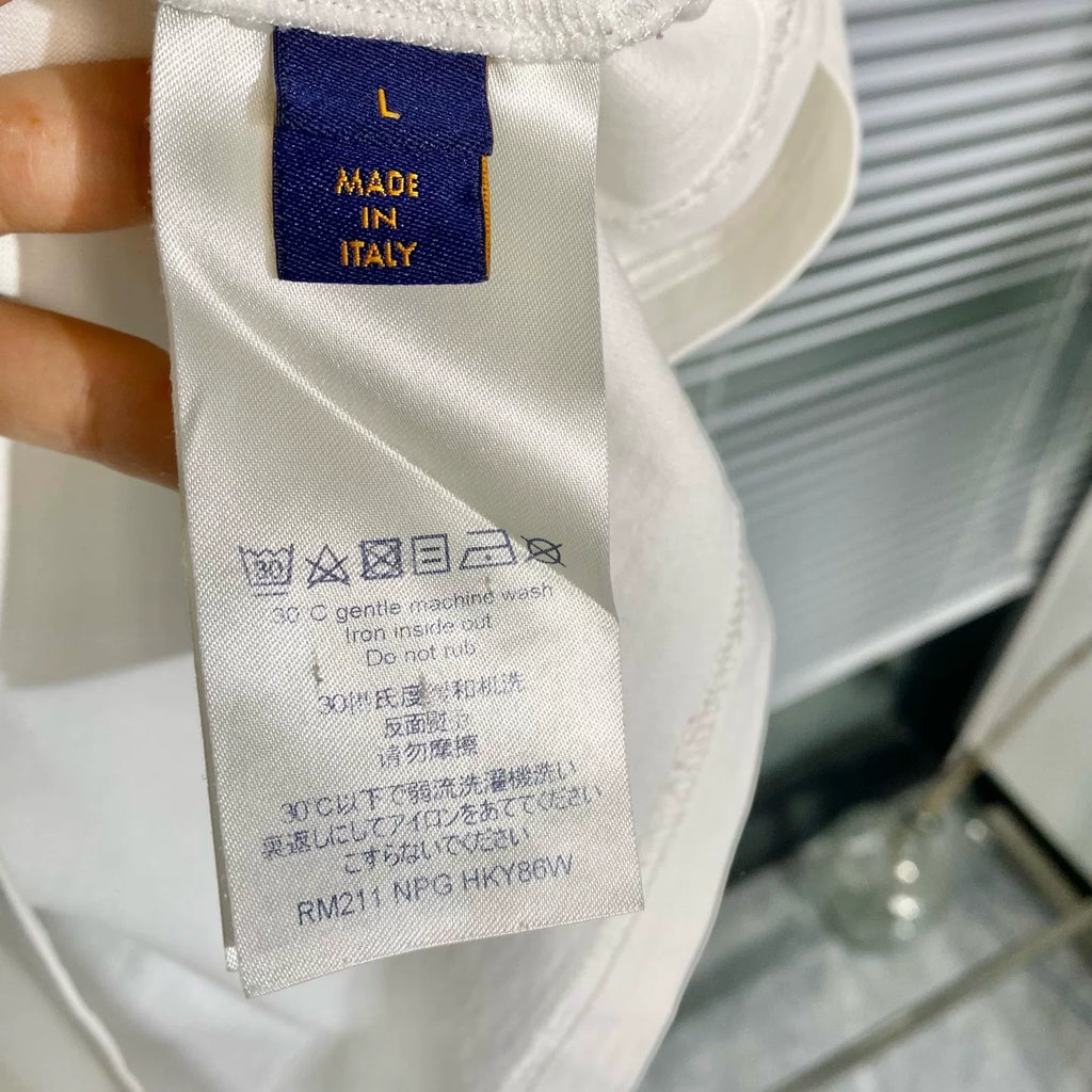 Louis Vuitton Print Logo Cotton White Short Sleeve T-Shirt