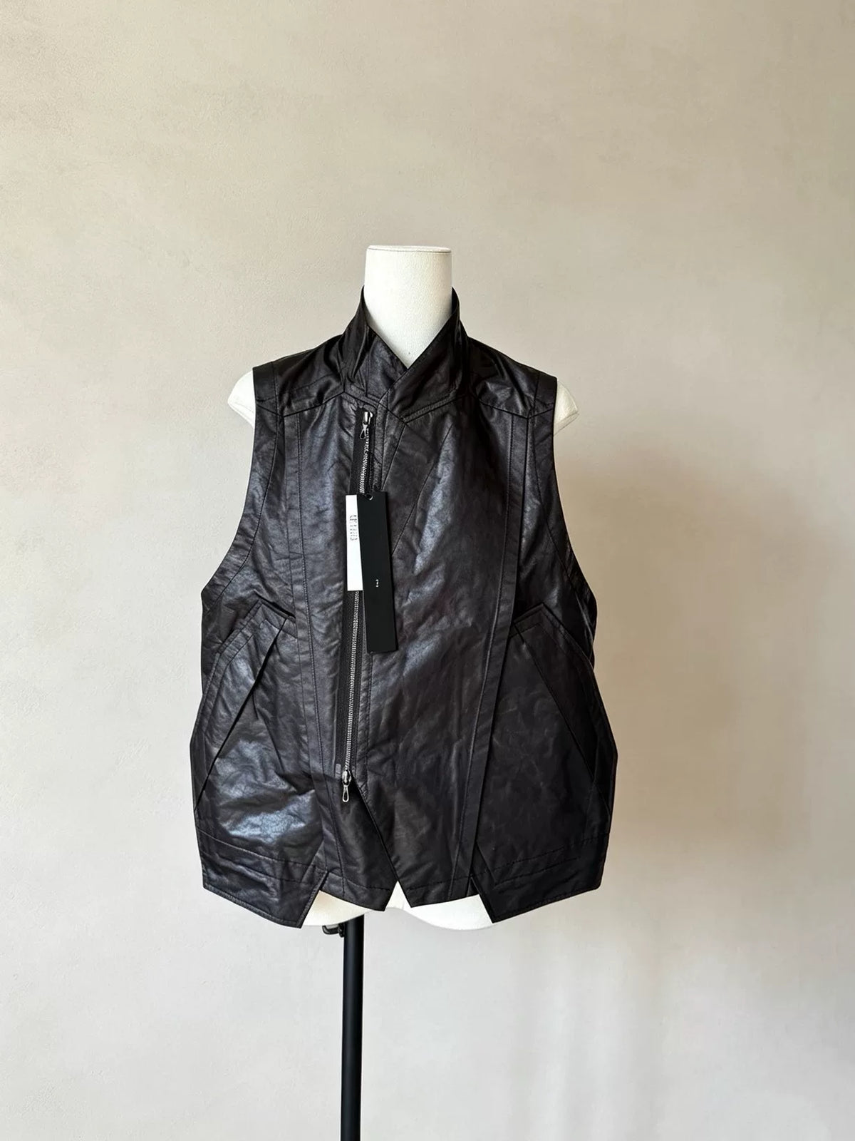 Julius SS23 Coated Deconstructed Stand-Collar Vest