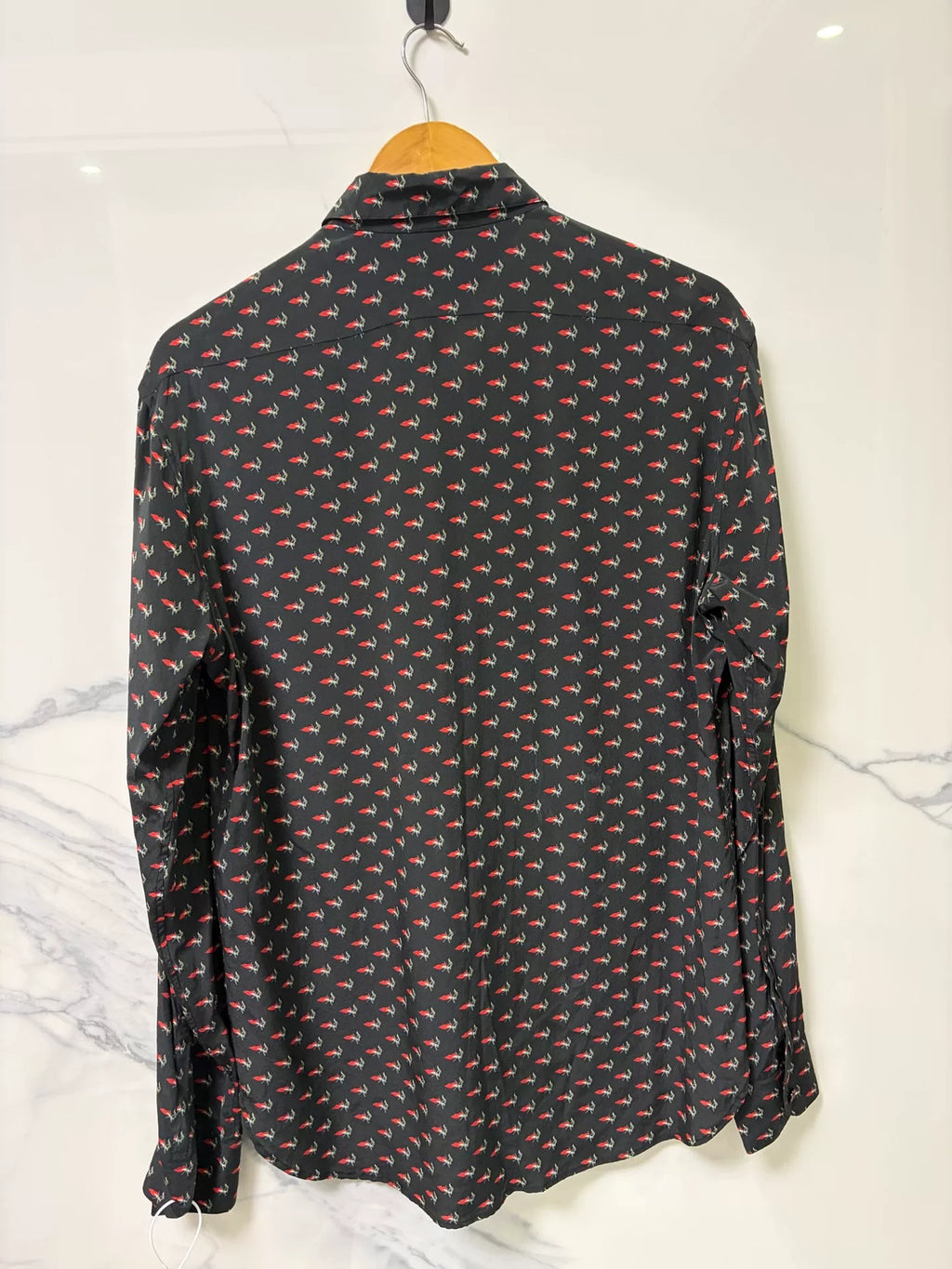 Saint Laurent Black Print Long Sleeve Shirt