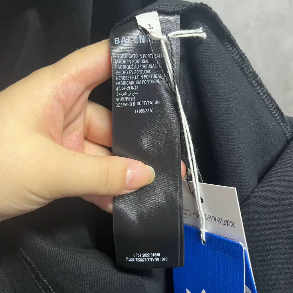 Balenciaga Black Logo Embroidered Crew Neck T-Shirt