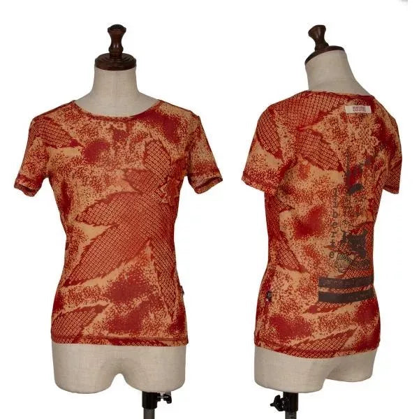 Jean Paul Gaultier Vintage Orange Maple Leaf Mesh Top