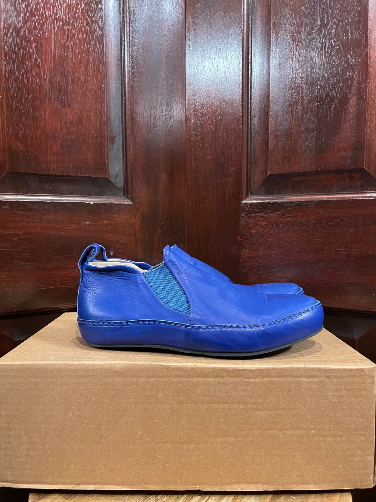 M.A+ Sodalite Blue Slip-On Vacchetta Leather Loafers
