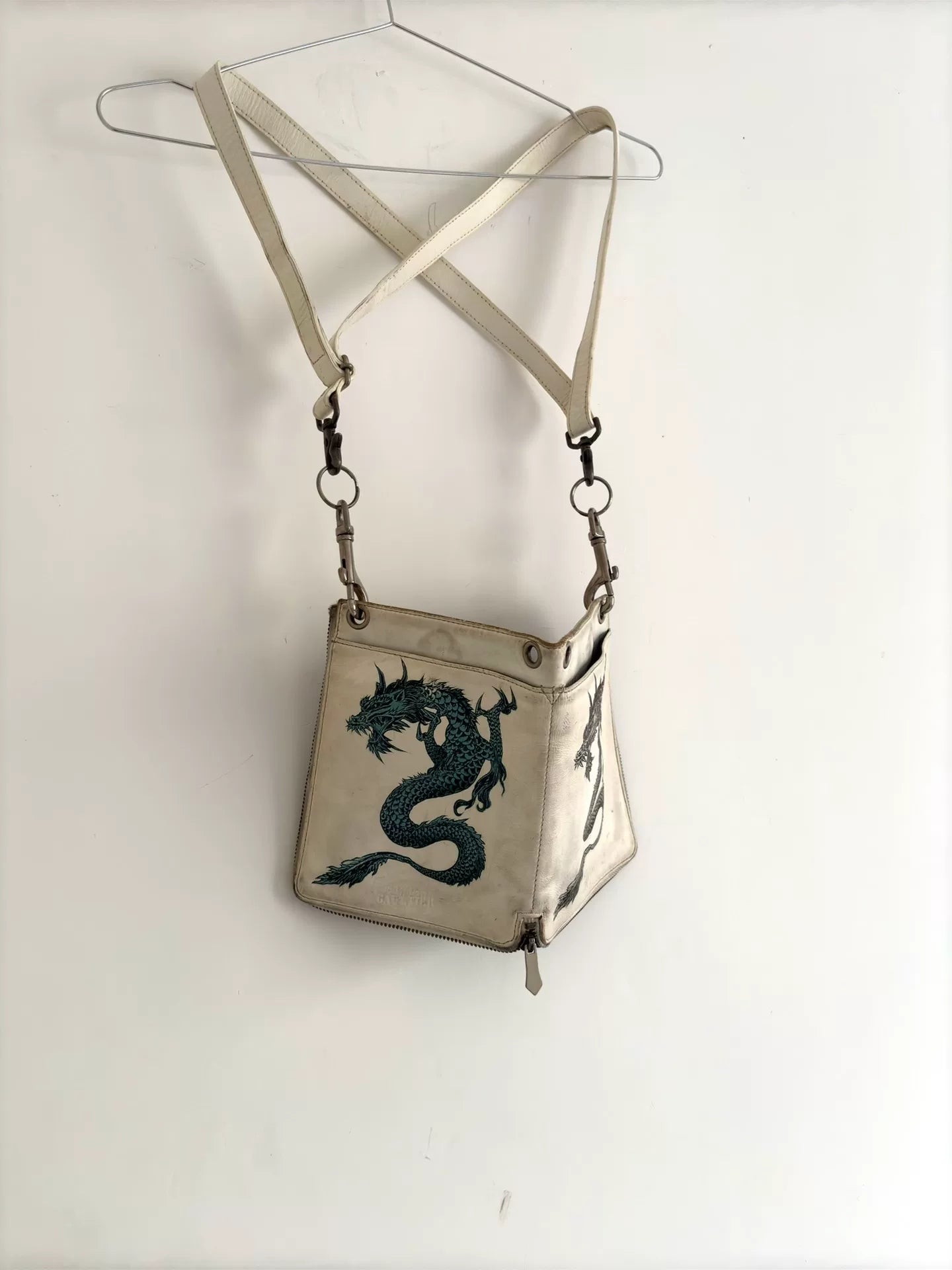 1980s Jean Paul Gaultier White Dragon Shoulder Bag