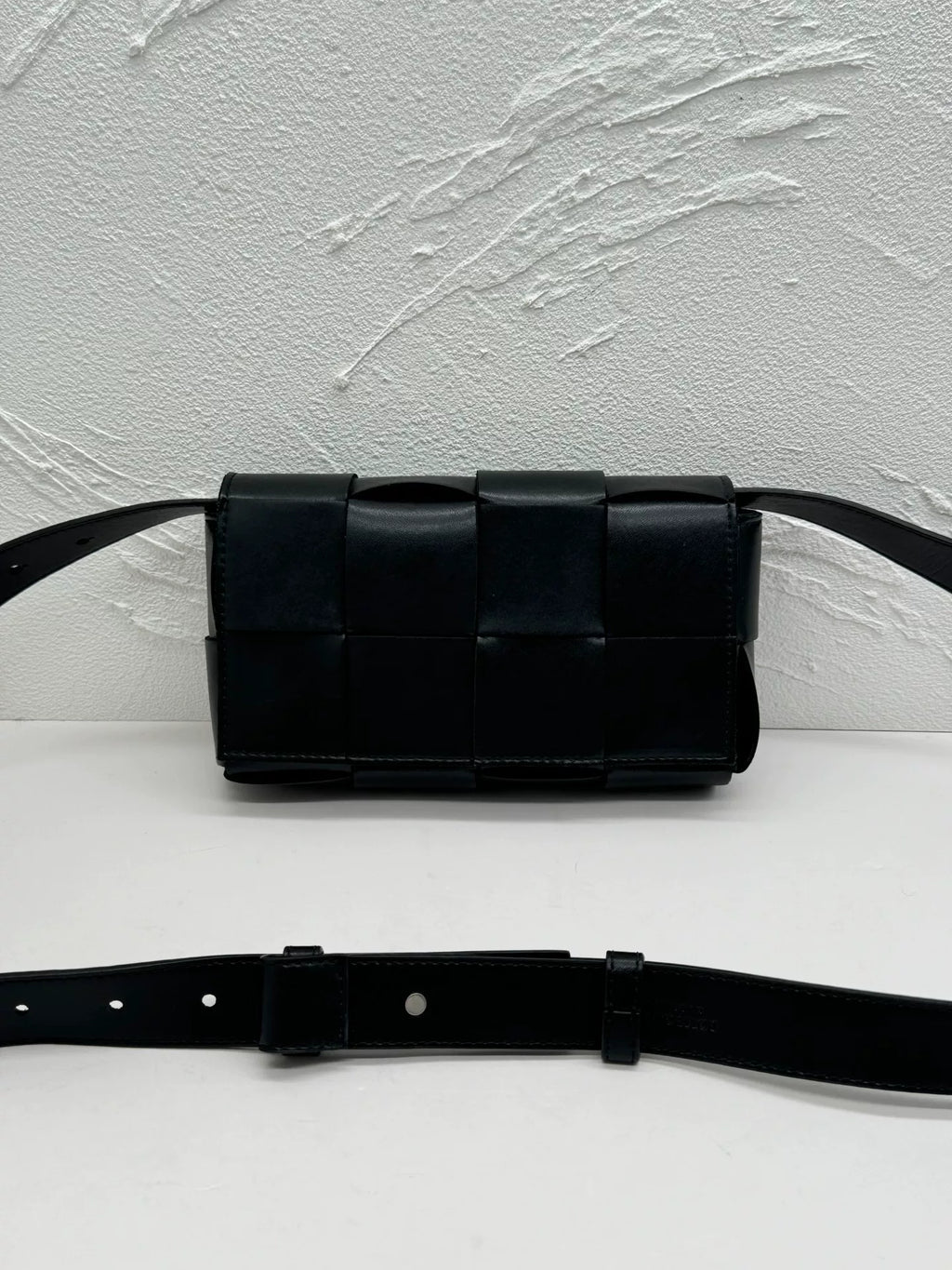 Bottega Veneta Black Lambskin Woven Belt Bag