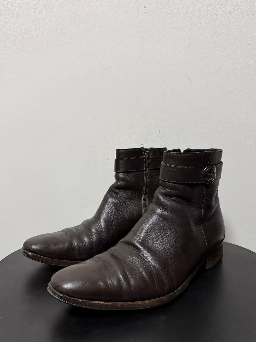 Gucci Double G Zip-Up Dark Brown Boots by Tom Ford
