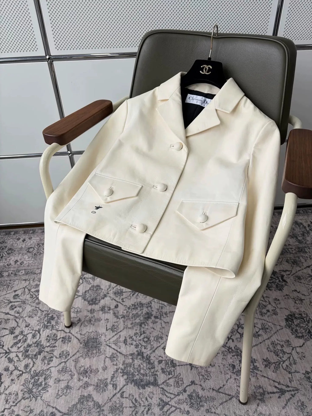 Dior Off-White Honeybee Embroidered Cowhide Jacket