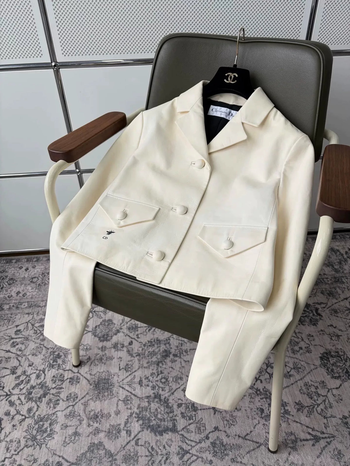 Dior Off-White Honeybee Embroidered Cowhide Jacket