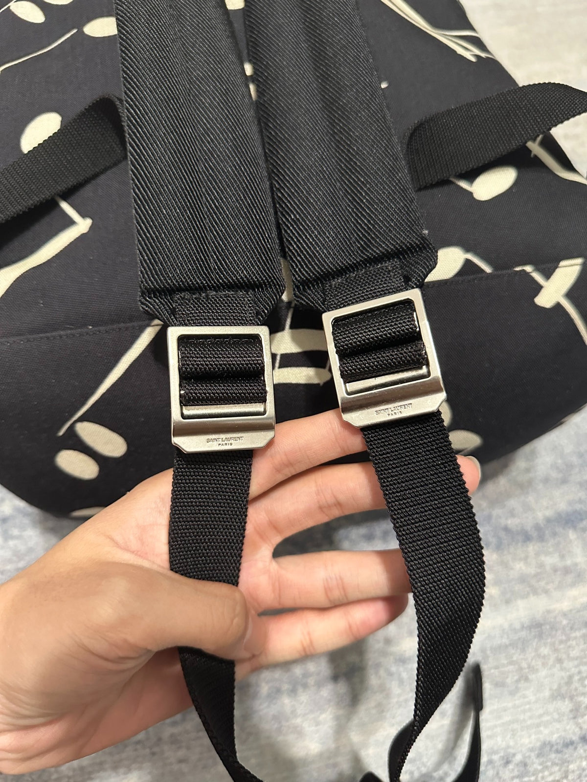 Saint Laurent SS16 Musical Notes Pieced Leather Backpack