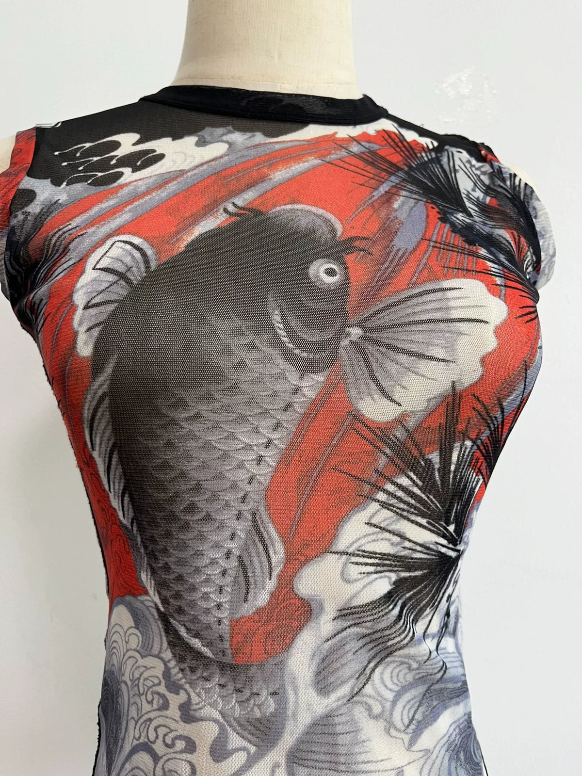Jean Paul Gaultier koi fish top mesh