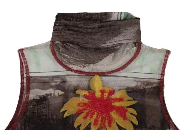 Jean Paul Gaultier Vintage Grey Floral Mesh Top