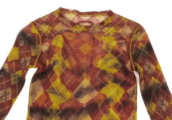Jean Paul Gaultier Vintage Orange Plaid Mesh Top