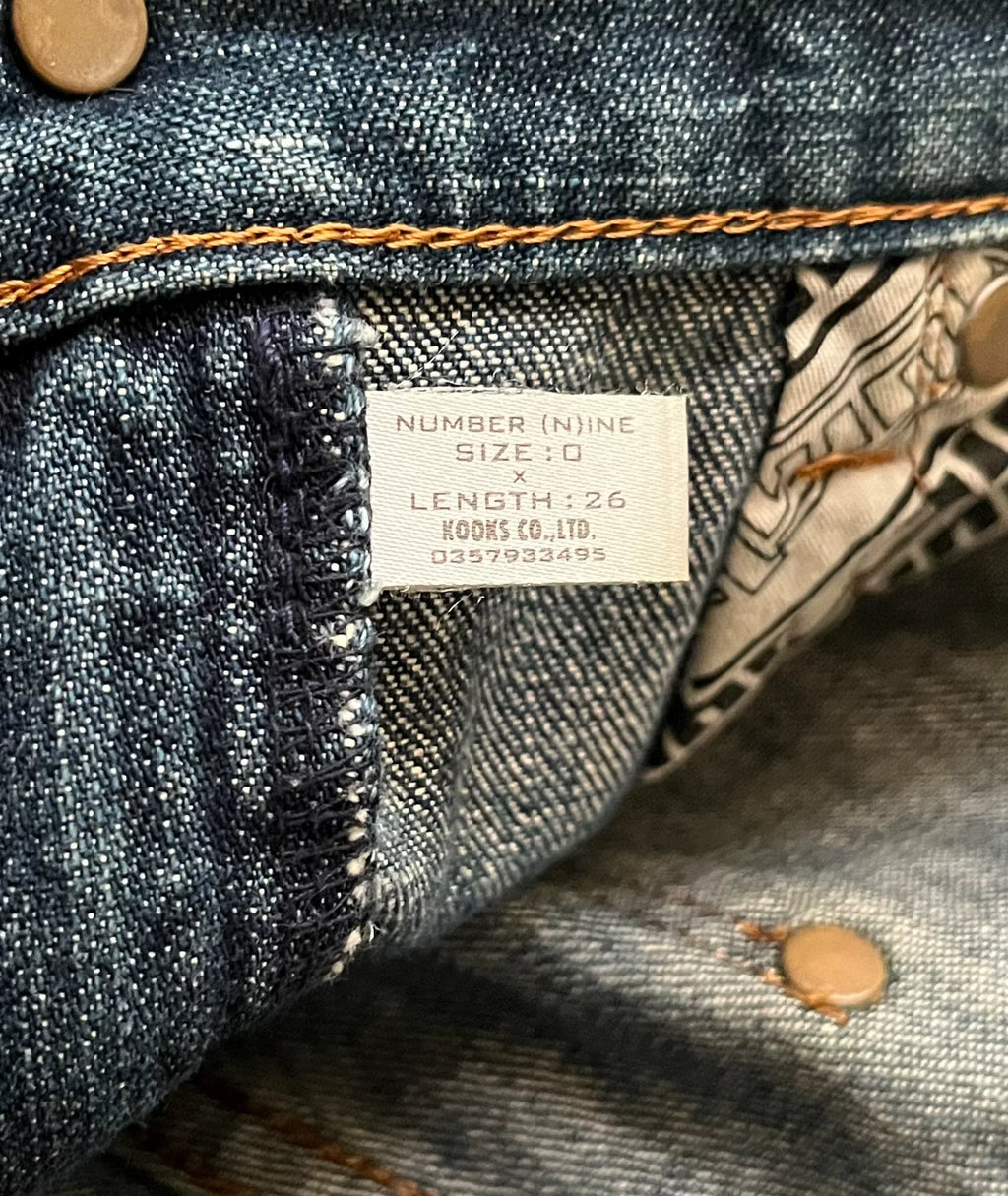 Number (N)ine SS02 “MODERN AGE” Poem Patch Grunge Denim