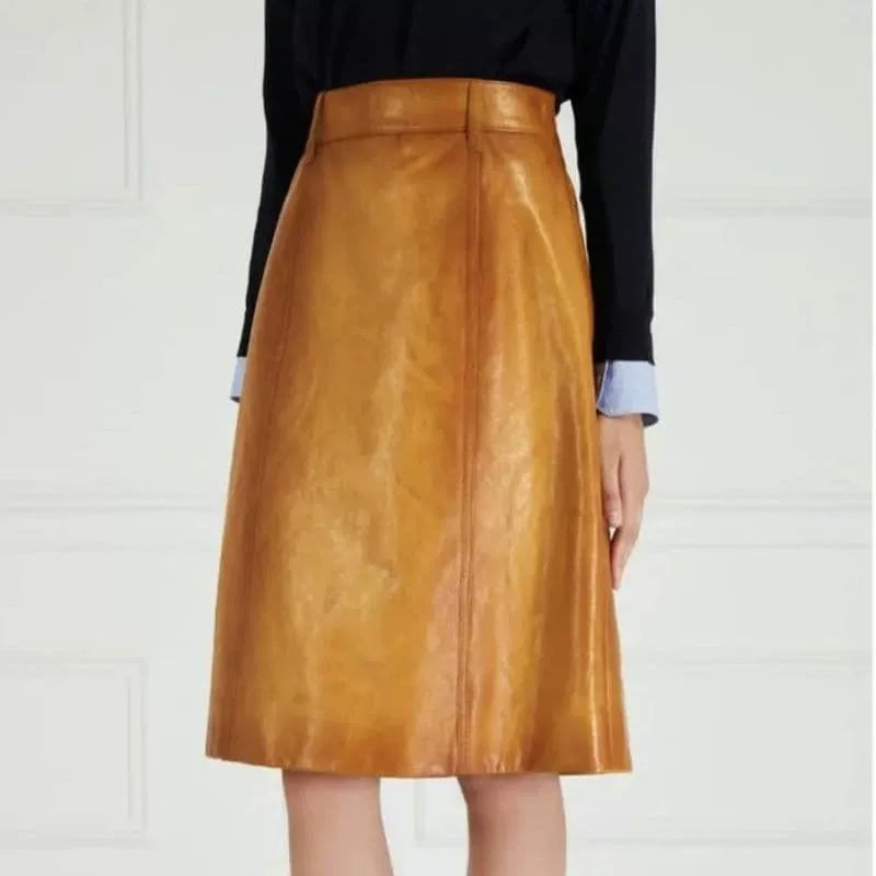 Prada AW17 Distressed Goat Leather Skirt
