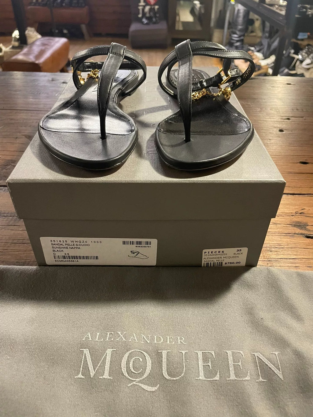Alexander McQueen SS15 Black Gold Chain Skull Sandals