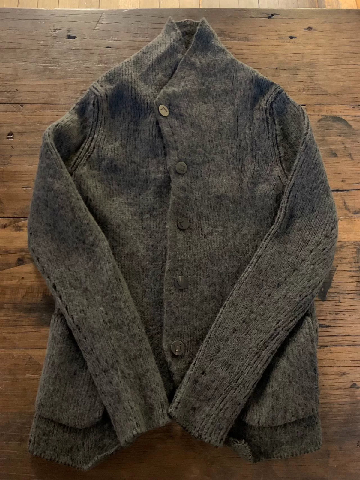 Label Under Construction FW16 Dark carded Grey LUC Cresent Collar Wool Jacket
