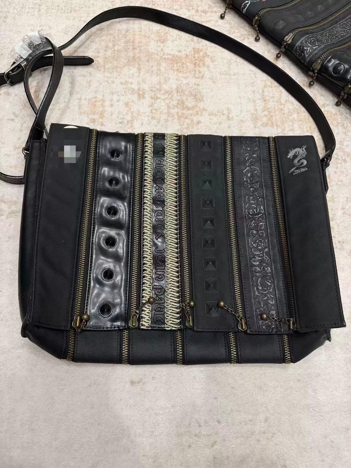Jean Paul Gaultier Dragon Pattern Structured Crossbody Bag