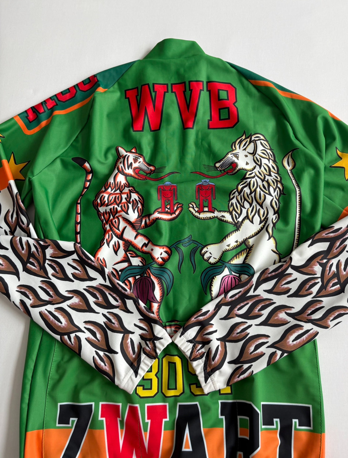 Walter Van Beirendonck Runway Leopard Print Cycling Panel Jacket