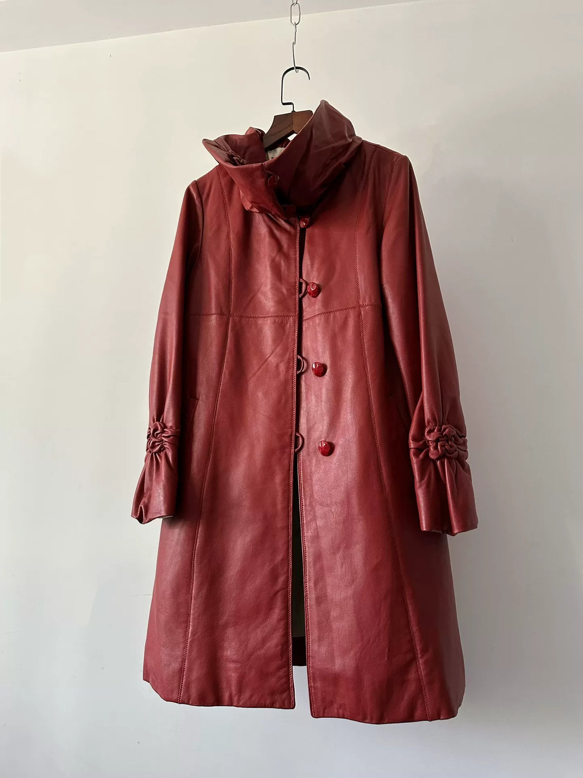 Balmain vintage-style lambskin mid-length coat