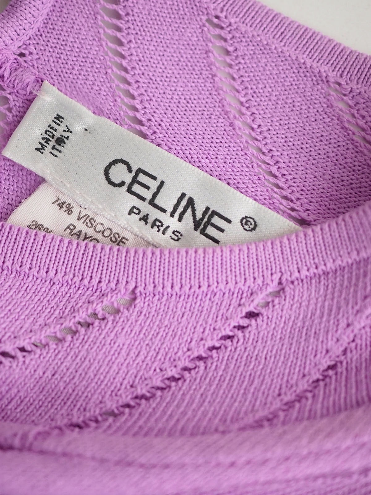 Celine 1980s Ribbed Mesh Sleeveless Top