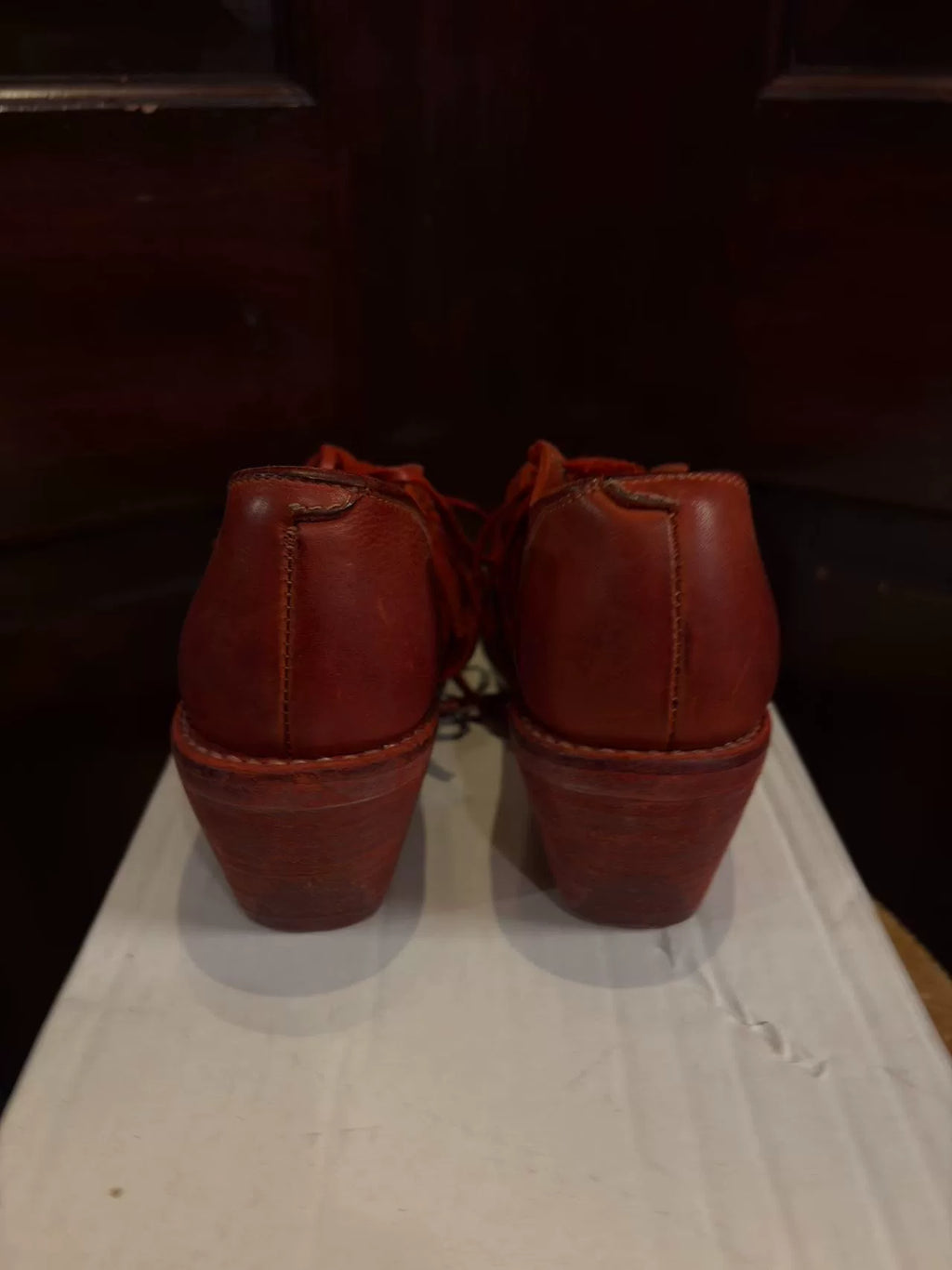 Guidi SS16 Red CV24T 1003C Fish-Mouth Cut Stripe High-Heel Calfskin Derby Shoes