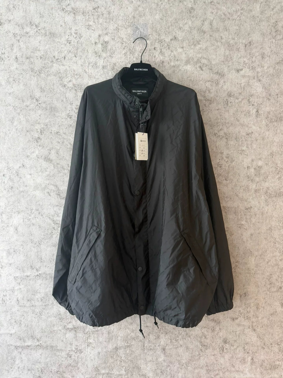 Balenciaga Black Cyber Polka Dot All-Over Print Hooded Nylon Shell Jacket