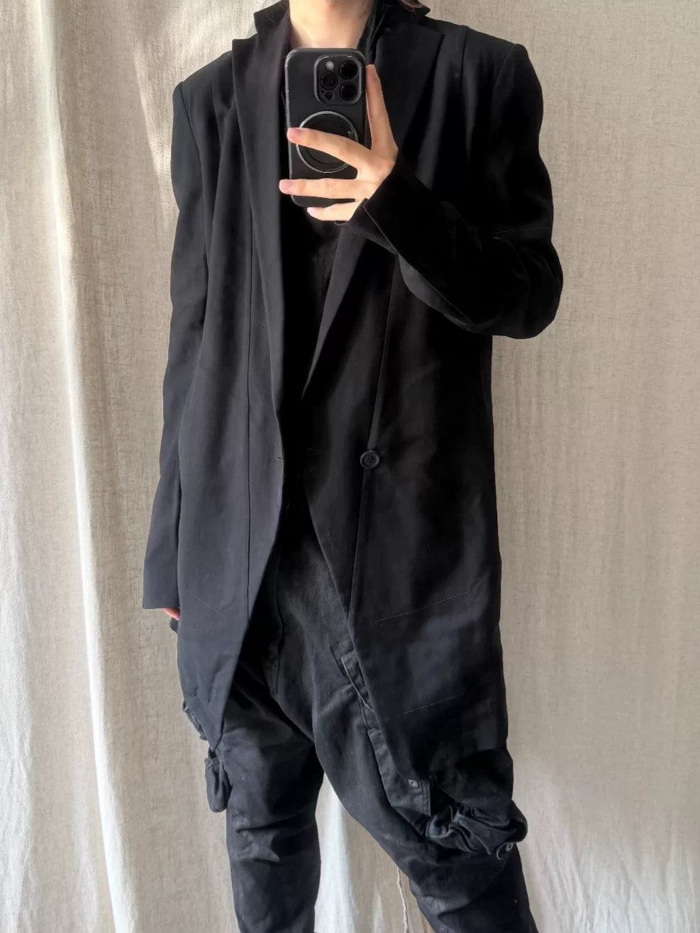Julius SS16 Deconstructed Padded Shoulder Viscose Cotton Blazer