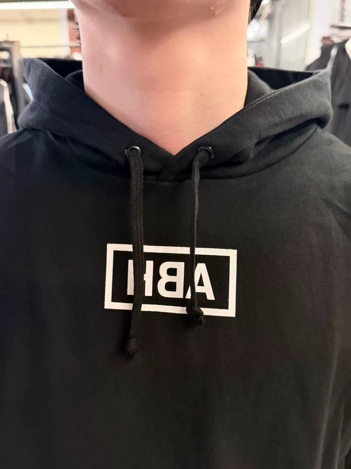 HBA Hood By Air FW15 Black Detroit Print Hooded Sweatshirt