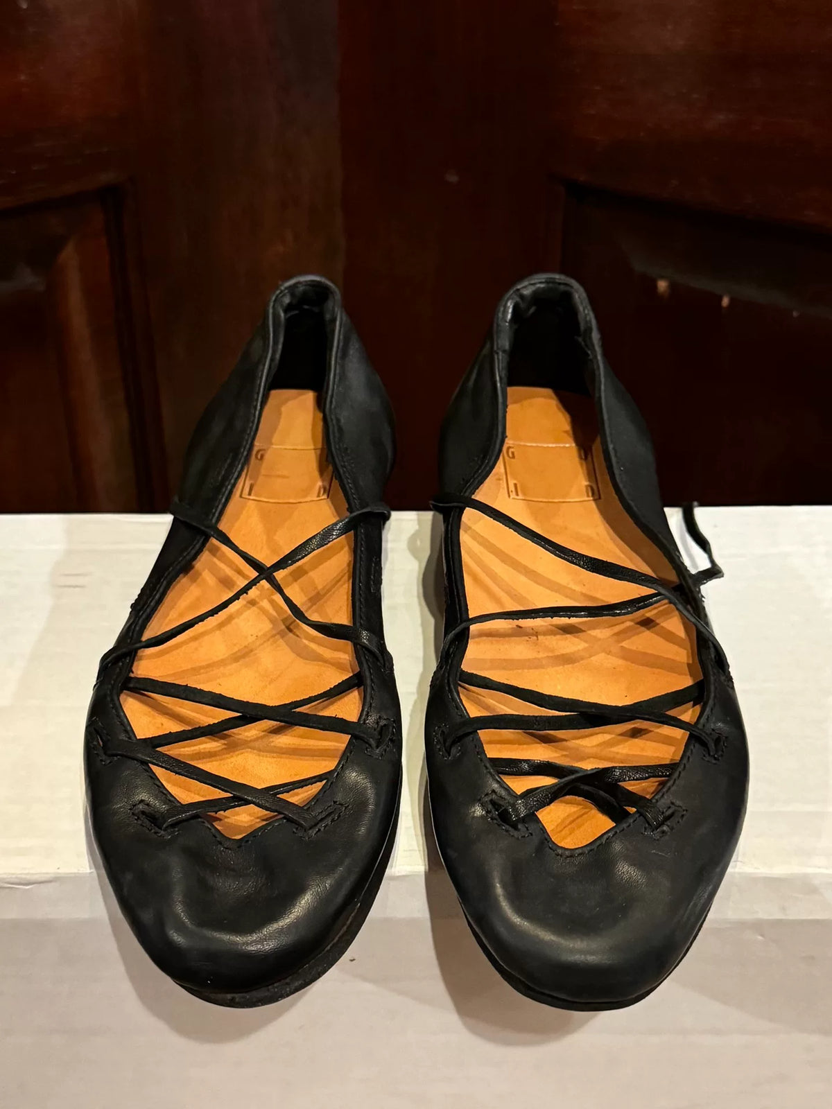 Guidi SS16 Black BLKT Kangaroo Leather Lace-Up Ballet Shoes
