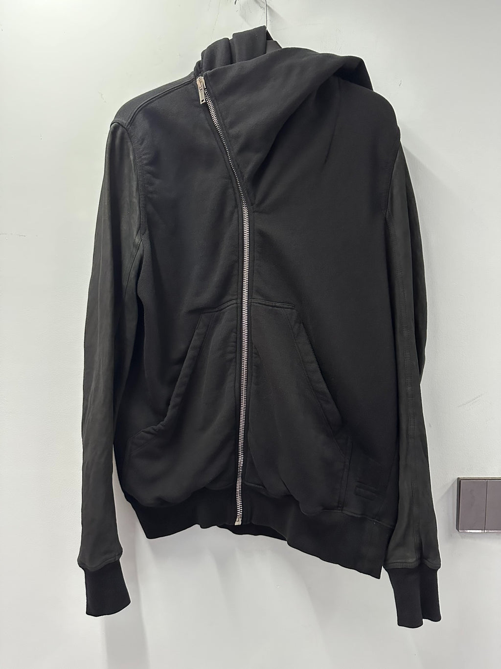 Rick Owens leather-sleeve wizard hat Zip Up Sweater