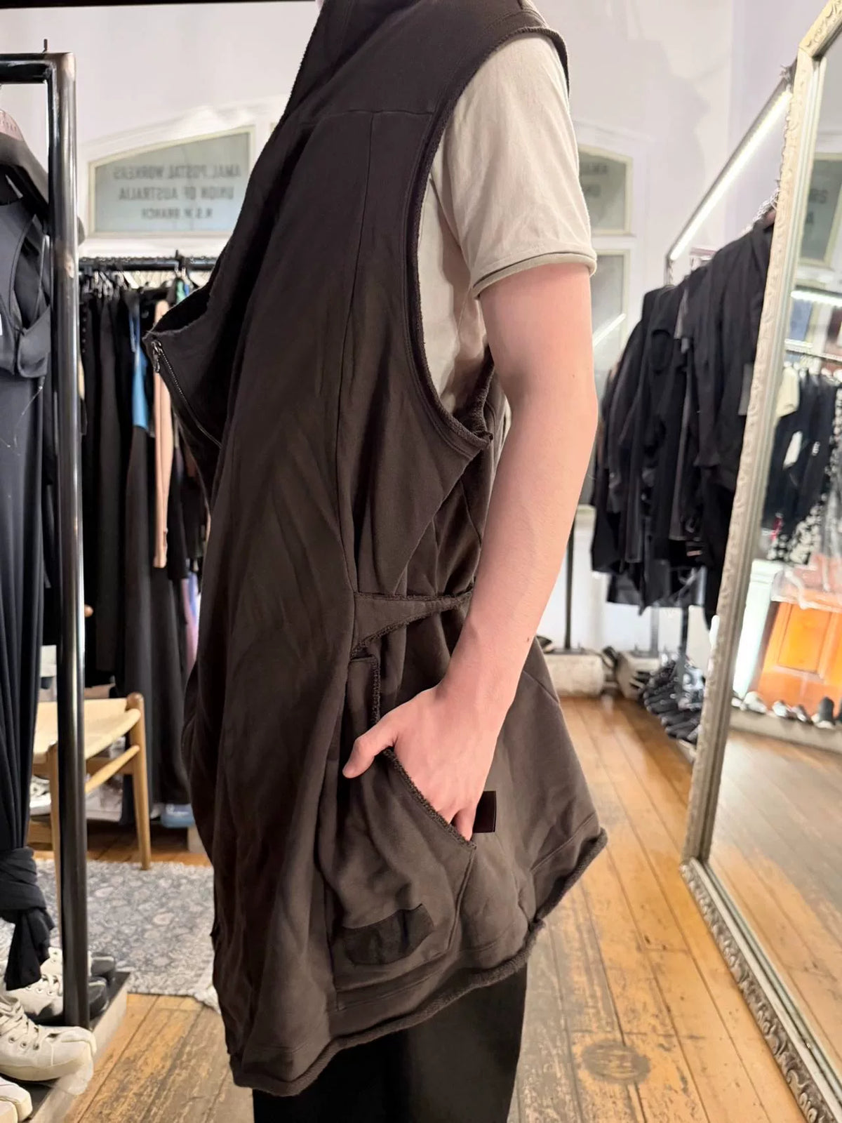 Julius FW10 Goth Ik Grey Zip-Up Cotton Vest