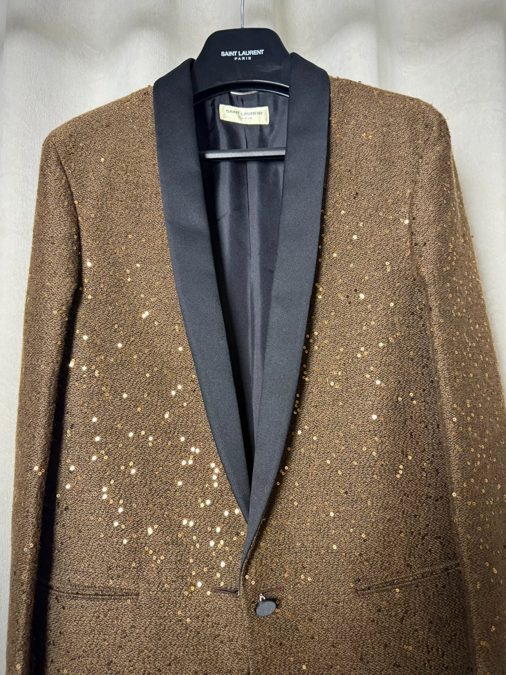 Saint Laurent Paris 14SS Hedi Slimane Gold Braided Shawl-Collar  Jacket by Hedi Slimane