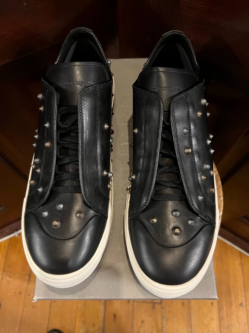 Alexander McQueen FW17 Black Irregular Studded Lambskin Sneakers