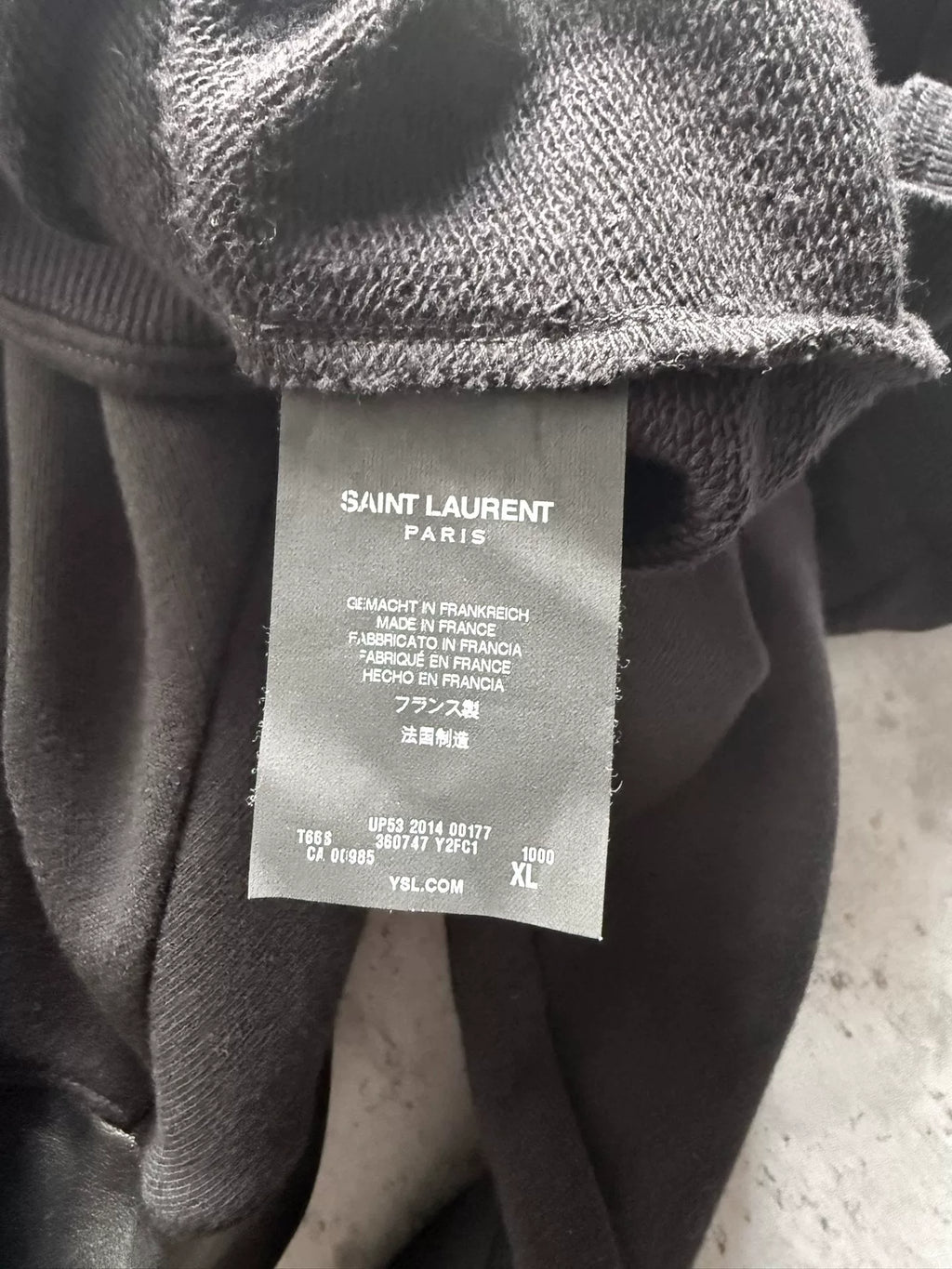Saint Laurent Paris Black Leather-Panel Hoodie by Hedi Slimane