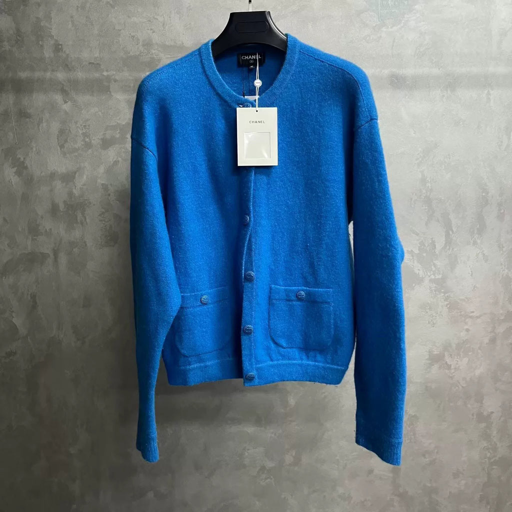 Chanel Blue Crew Neck Knit Sweater