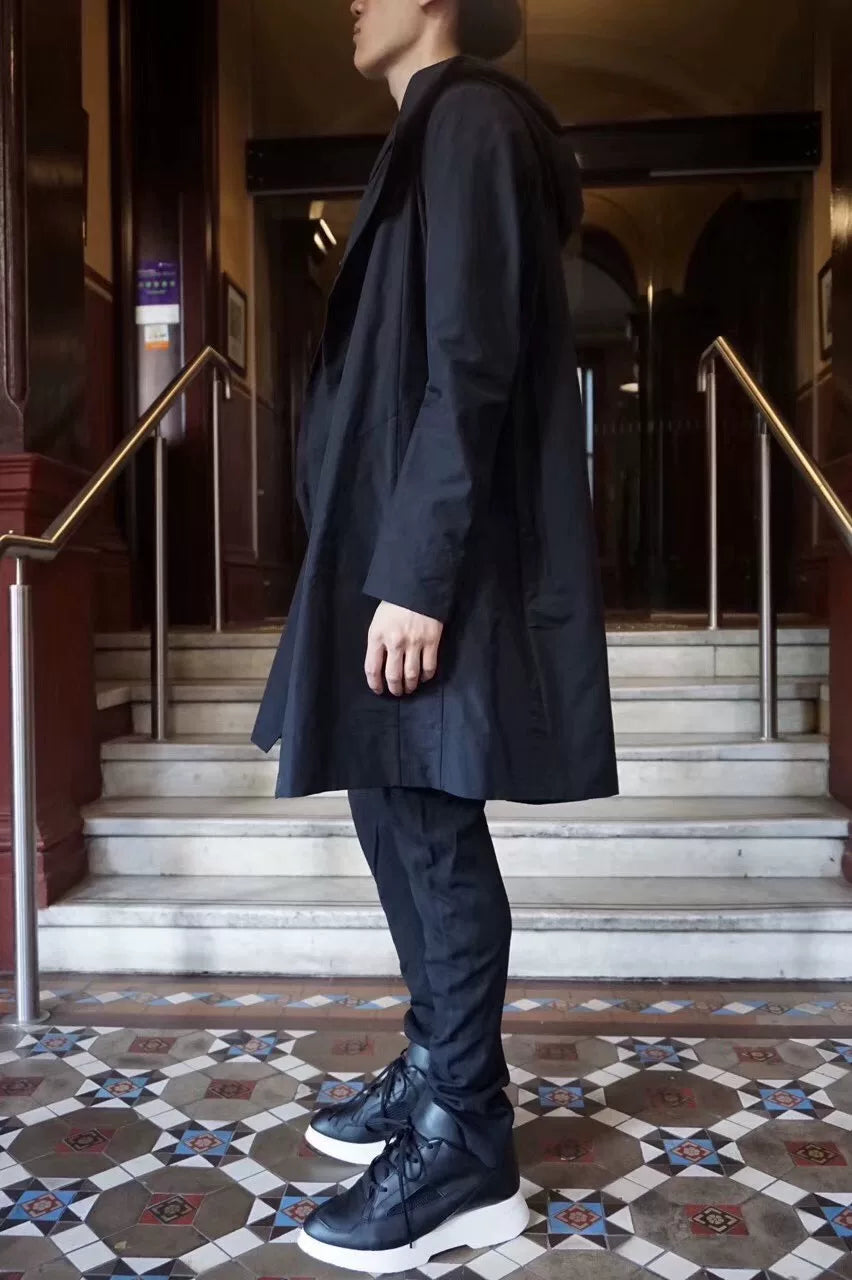 Julius FW16 Pre Black Hooded Cotton Nylon Coat