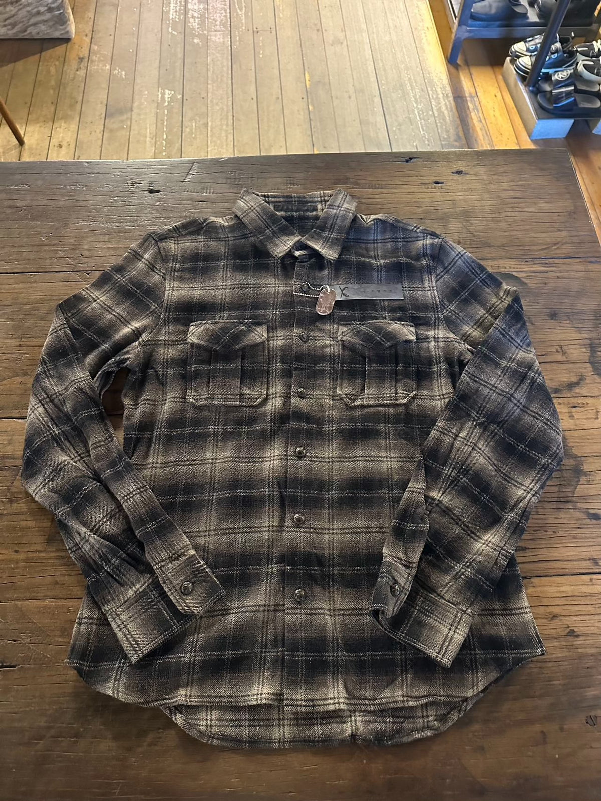 roarguns FW11 Grey Black Plaid Cotton Silk Shirt