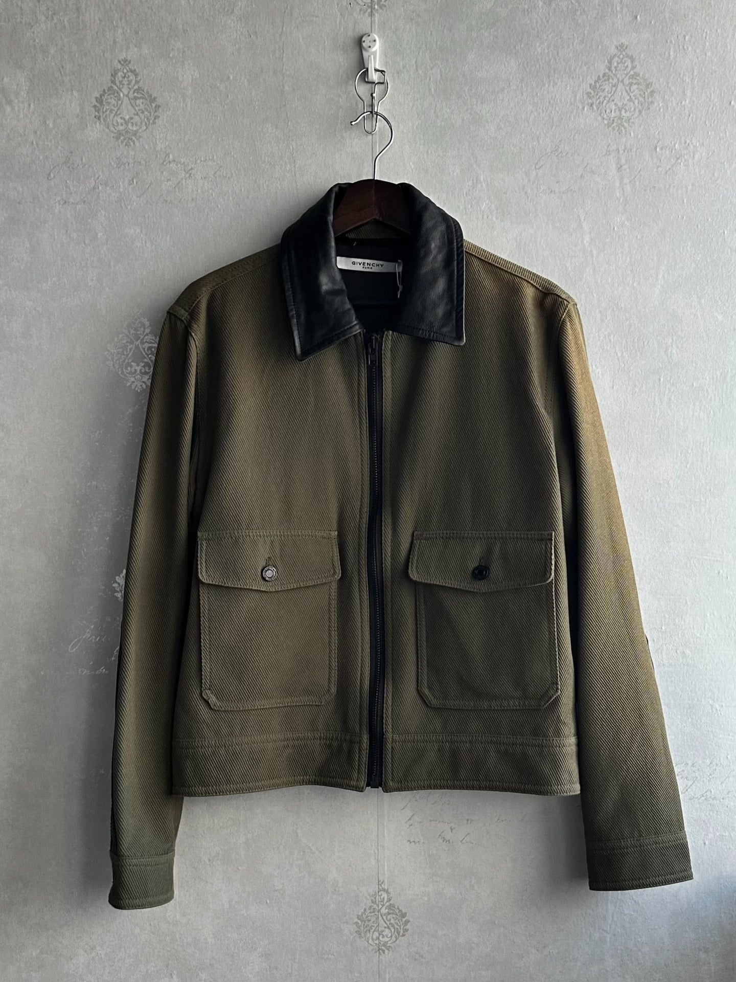 Givenchy Olive Leather Utility Jacket