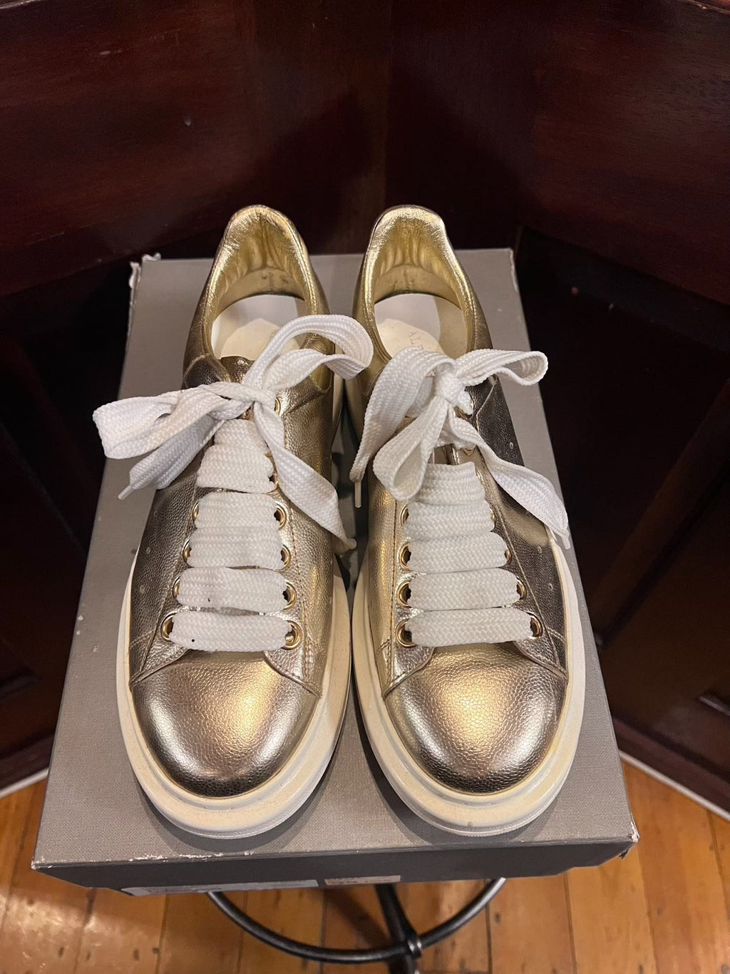 Alexander McQueen AW16 Platinum Calfskin Sneakers