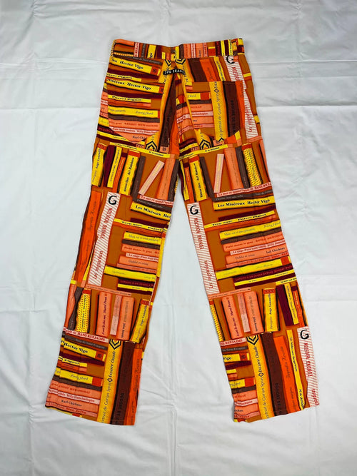 2001 Spring/Summer Jean Paul Gaultier Parody Bookshelf Print Trousers