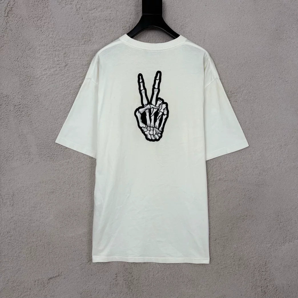 Balenciaga Dissolved Smile Scissors Embroidered Short Sleeve Top