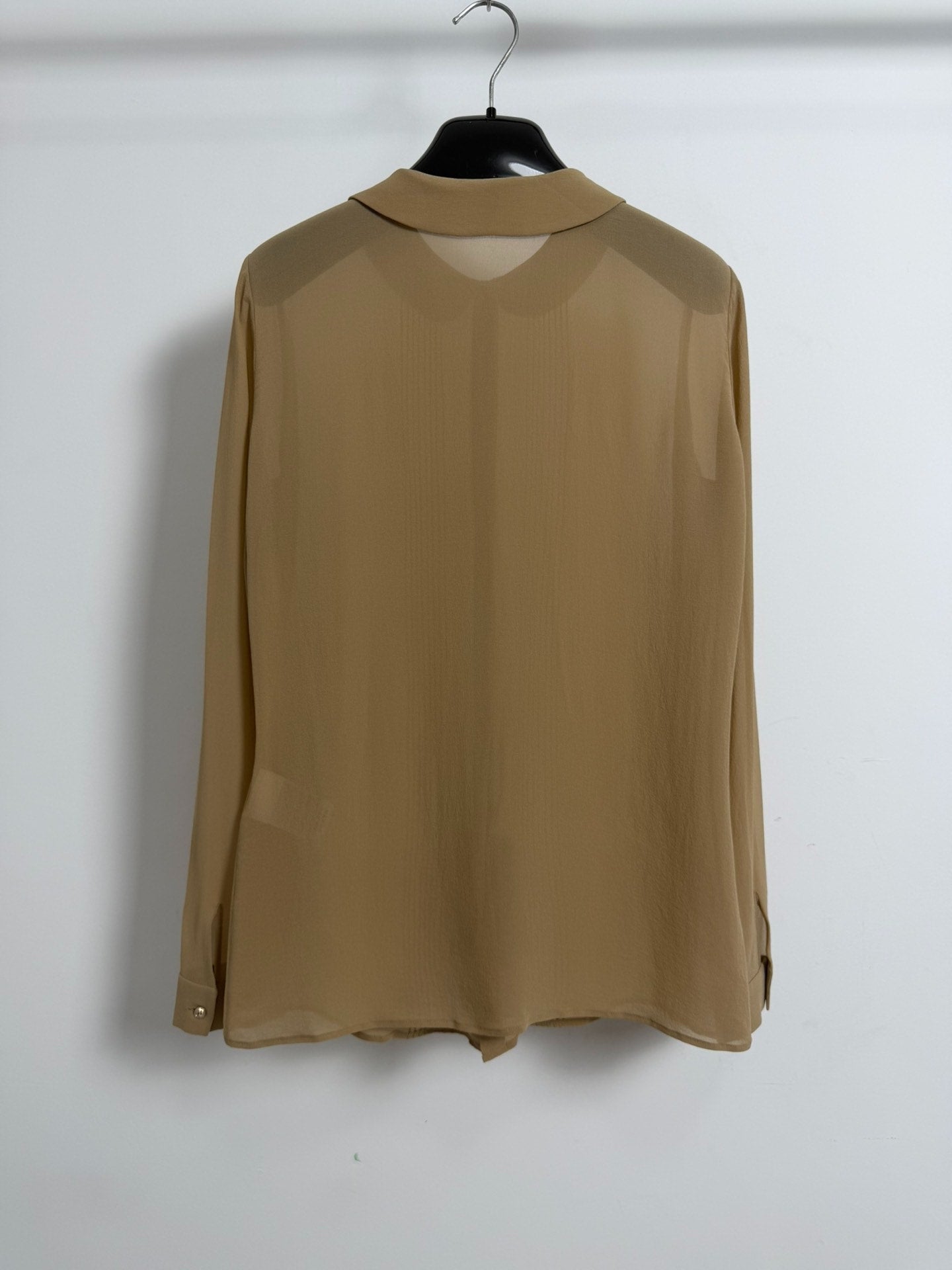 Saint Laurent Slp13fw Silk Peter Pan Collar Accordion Shirt