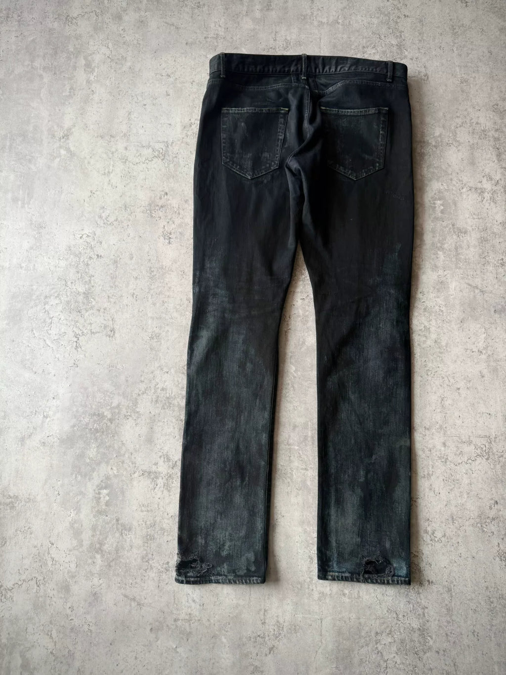 Saint Laurent Paris AW14 D02 Heavy Distressed Oil Stain Decay Jeans by Hedi Slimane