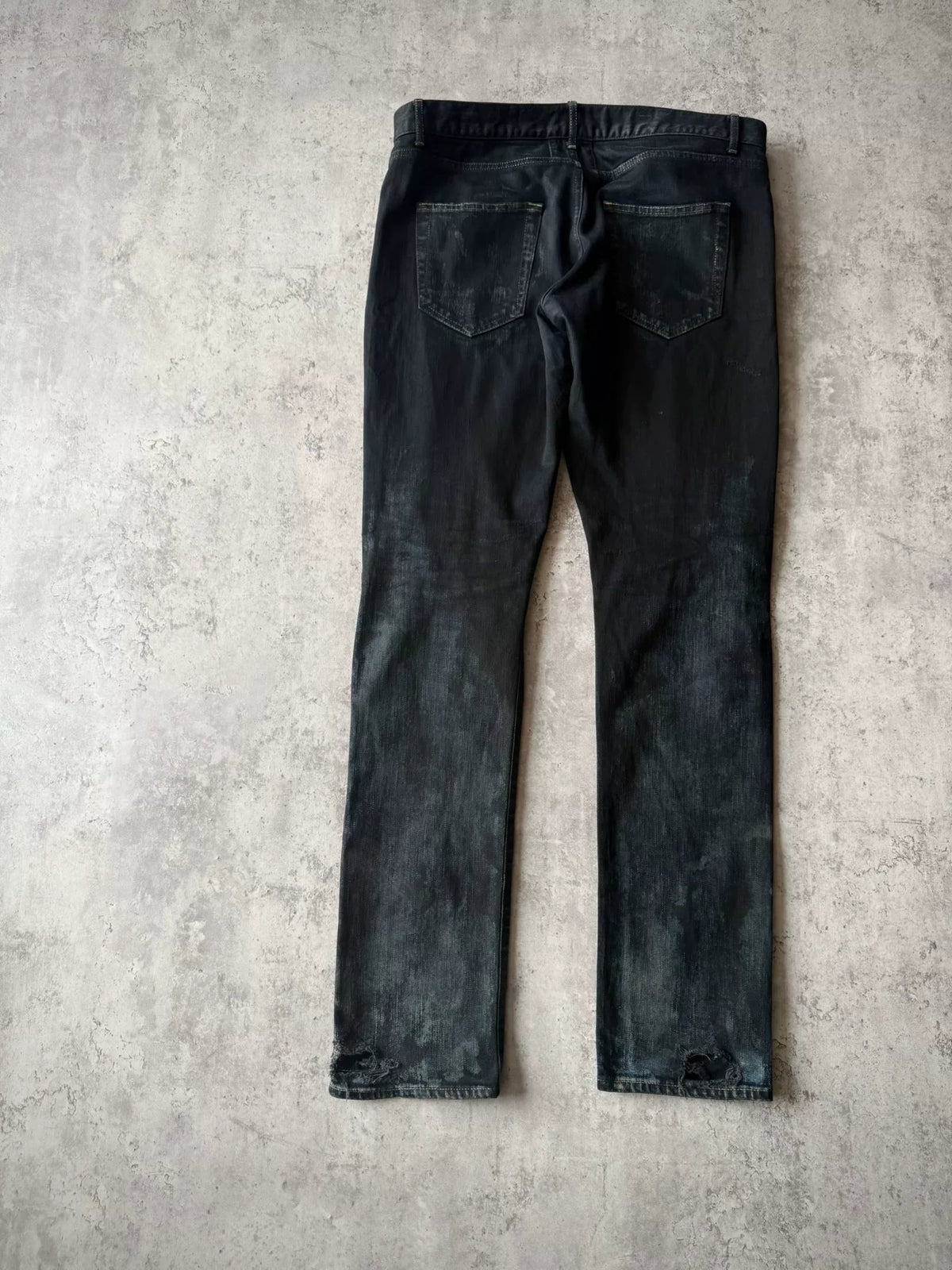 Saint Laurent Paris AW14 D02 Heavy Distressed Oil Stain Decay Jeans by Hedi Slimane