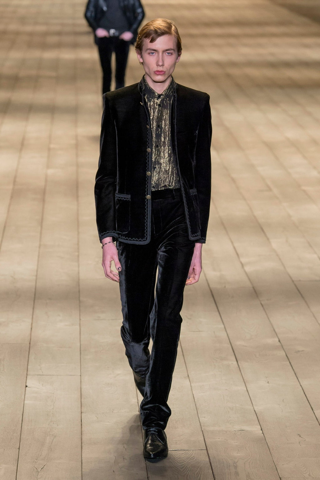 Saint Laurent Slp18fw Black Gold Rose Metallic Shirt